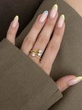 CW1RING0022-gold-three-stone-triple-band-bypass-ring-catwalkjewellery wholesale jewelry RINGS Catwalk Jewellery Europe