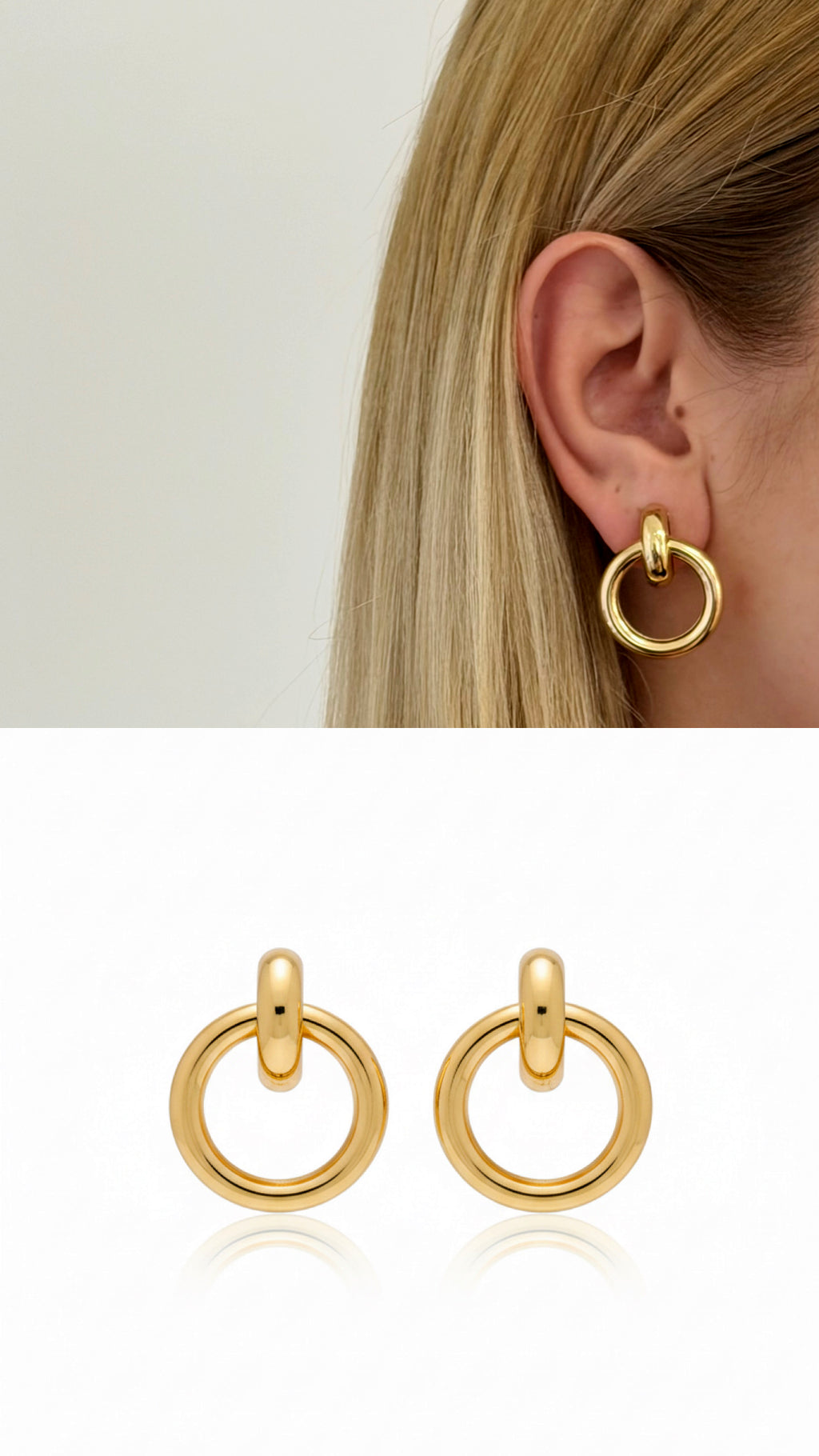 CW1VPEARNG0015-gold-interlocking-door-knocker-stud-earrings-catwalkjewellery wholesale jewelry VIP 14K EARRINGS  Catwalk Jewellery Europe