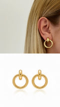 CW1VPEARNG0015-gold-interlocking-door-knocker-stud-earrings-catwalkjewellery wholesale jewelry VIP 14K EARRINGS  Catwalk Jewellery Europe