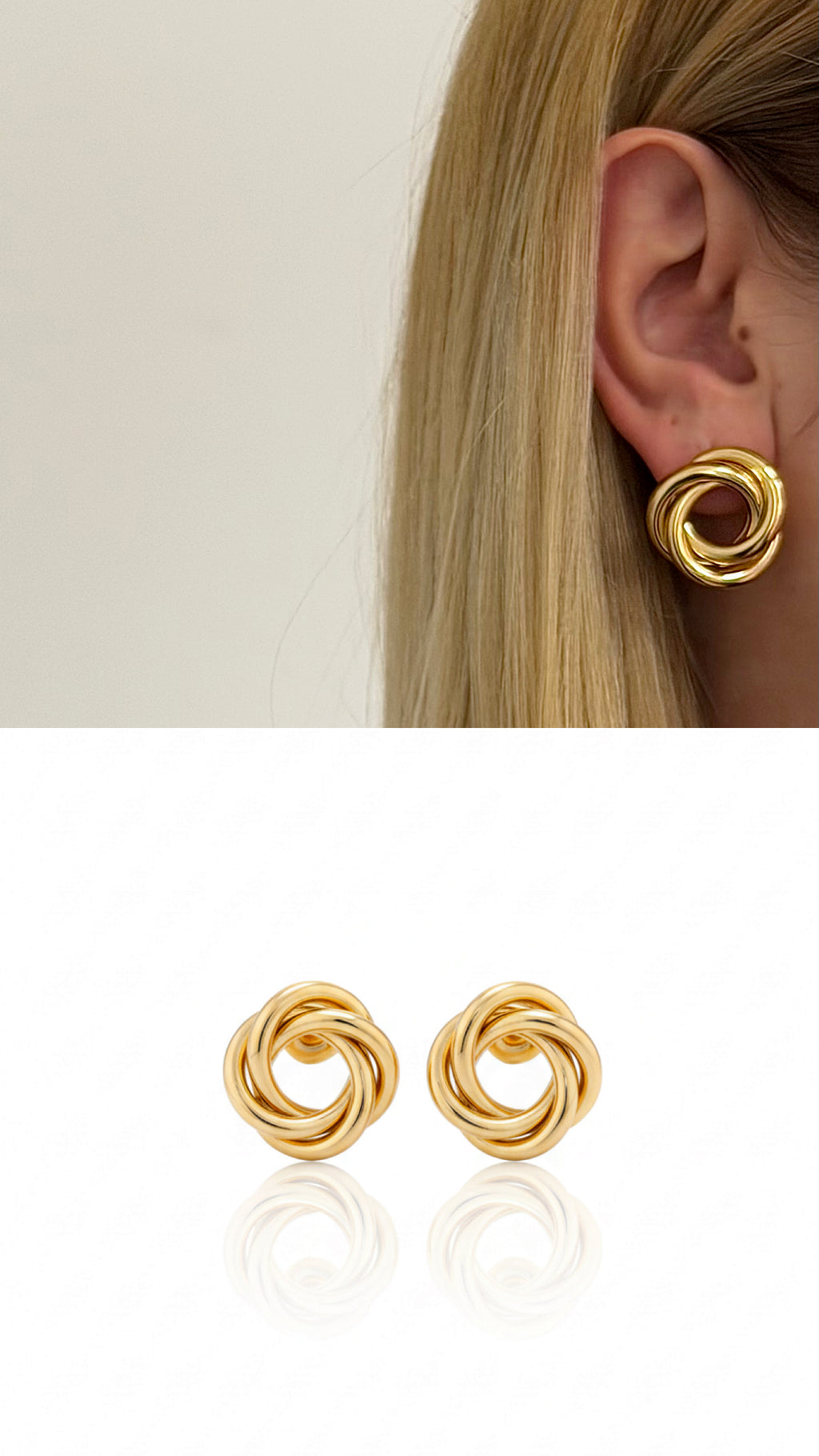 CW1VPEARNG0017_2-gold-smooth-love-knot-stud-earrings-catwalkjewellery wholesale jewelry VIP 14K EARRINGS  Catwalk Jewellery Europe
