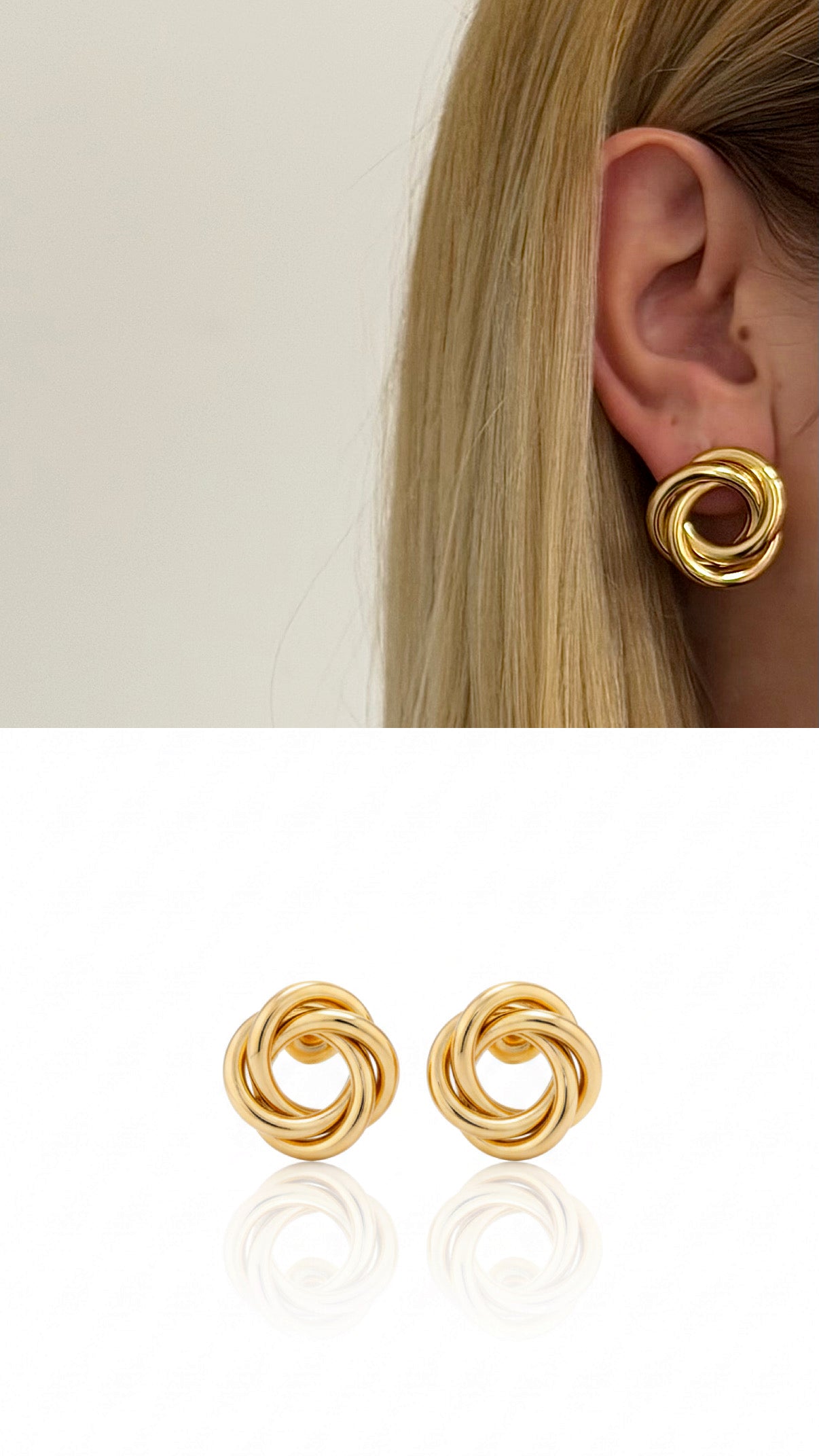 CW1VPEARNG0017_2-gold-smooth-love-knot-stud-earrings-catwalkjewellery wholesale jewelry VIP 14K EARRINGS  Catwalk Jewellery Europe