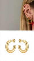 CW1VPEARNG0019_2-gold-chunky-tube-c-hoop-earrings-catwalkjewellery wholesale jewelry VIP 14K EARRINGS  Catwalk Jewellery Europe