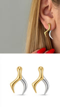CW1VPEARNG0029-two-tone-abstract-split-claw-drop-earrings-catwalkjewellery wholesale jewelry VIP 14K EARRINGS  Catwalk Jewellery Europe