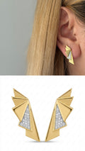 CW1VPEARNG003-gold-geometric-wing-cz-pave-stud-earrings-catwalkjewellery wholesale jewelry VIP 14K EARRINGS  Catwalk Jewellery Europe