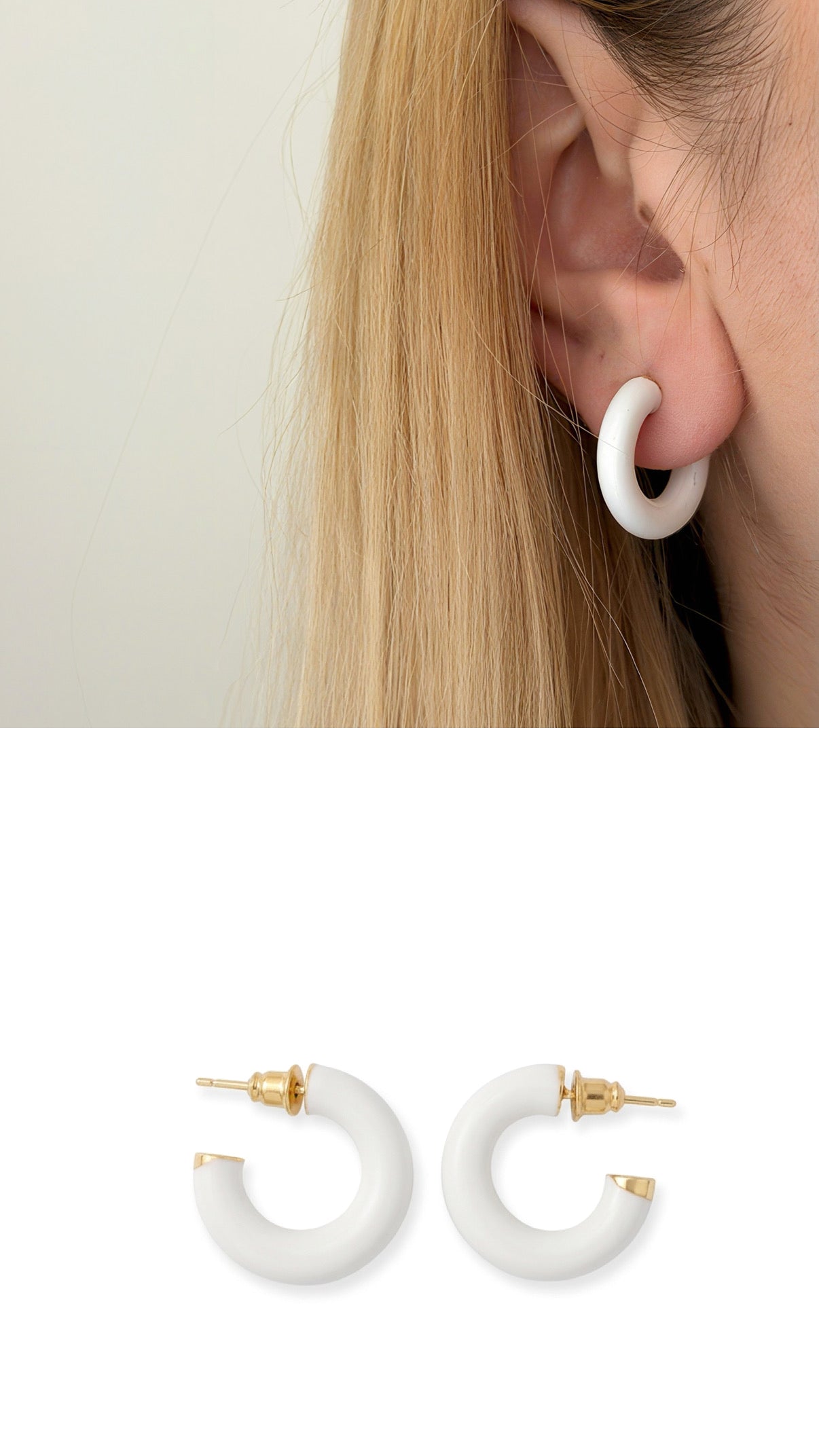 CW1VPEARNG005-white-enamel-thick-c-hoop-earrings-catwalkjewellery wholesale jewelry VIP 14K EARRINGS  Catwalk Jewellery Europe