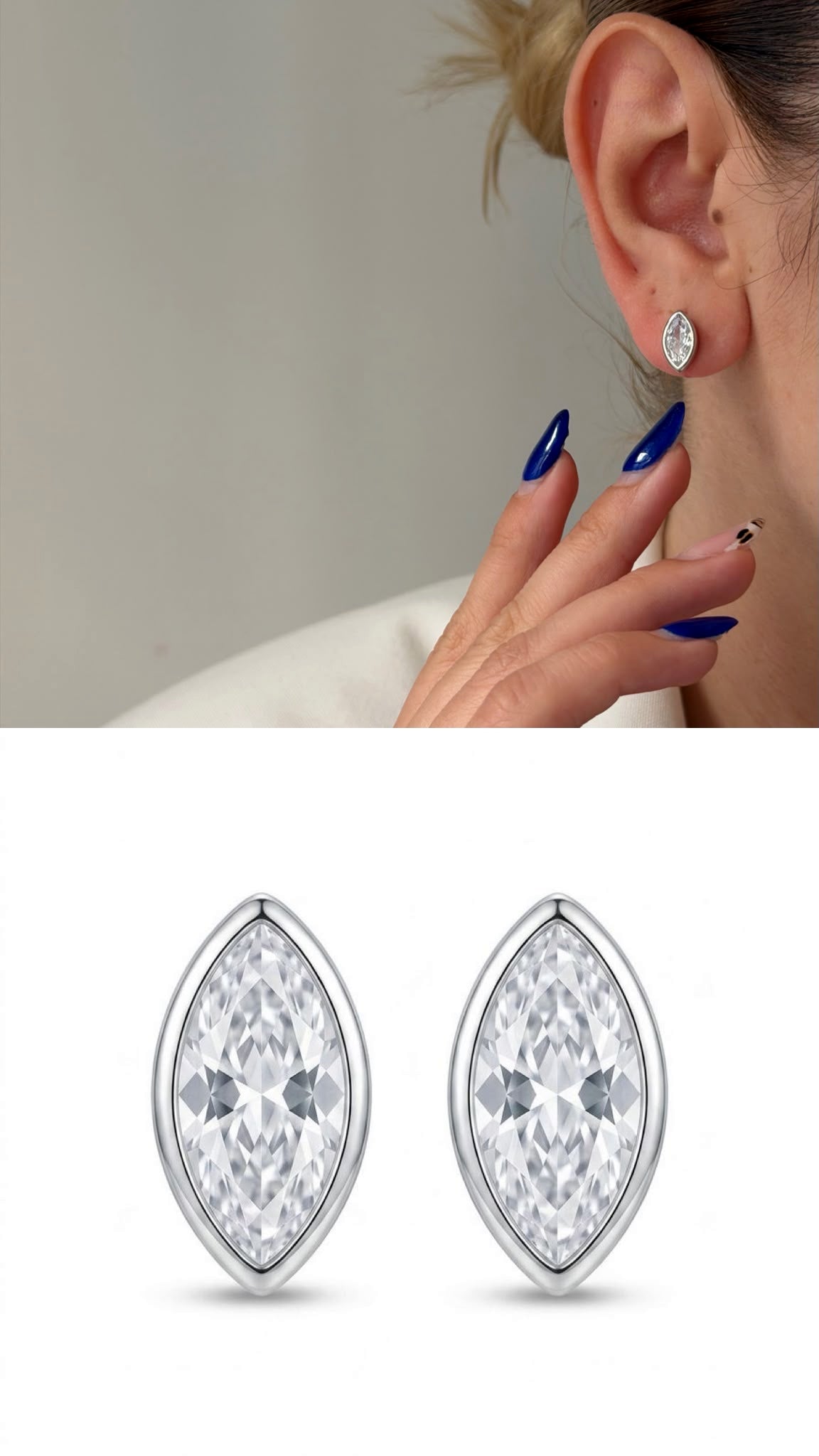 CW1VPEARNG007-silver-marquise-cut-cz-stud-earrings-catwalkjewellery wholesale jewelry VIP 14K EARRINGS  Catwalk Jewellery Europe
