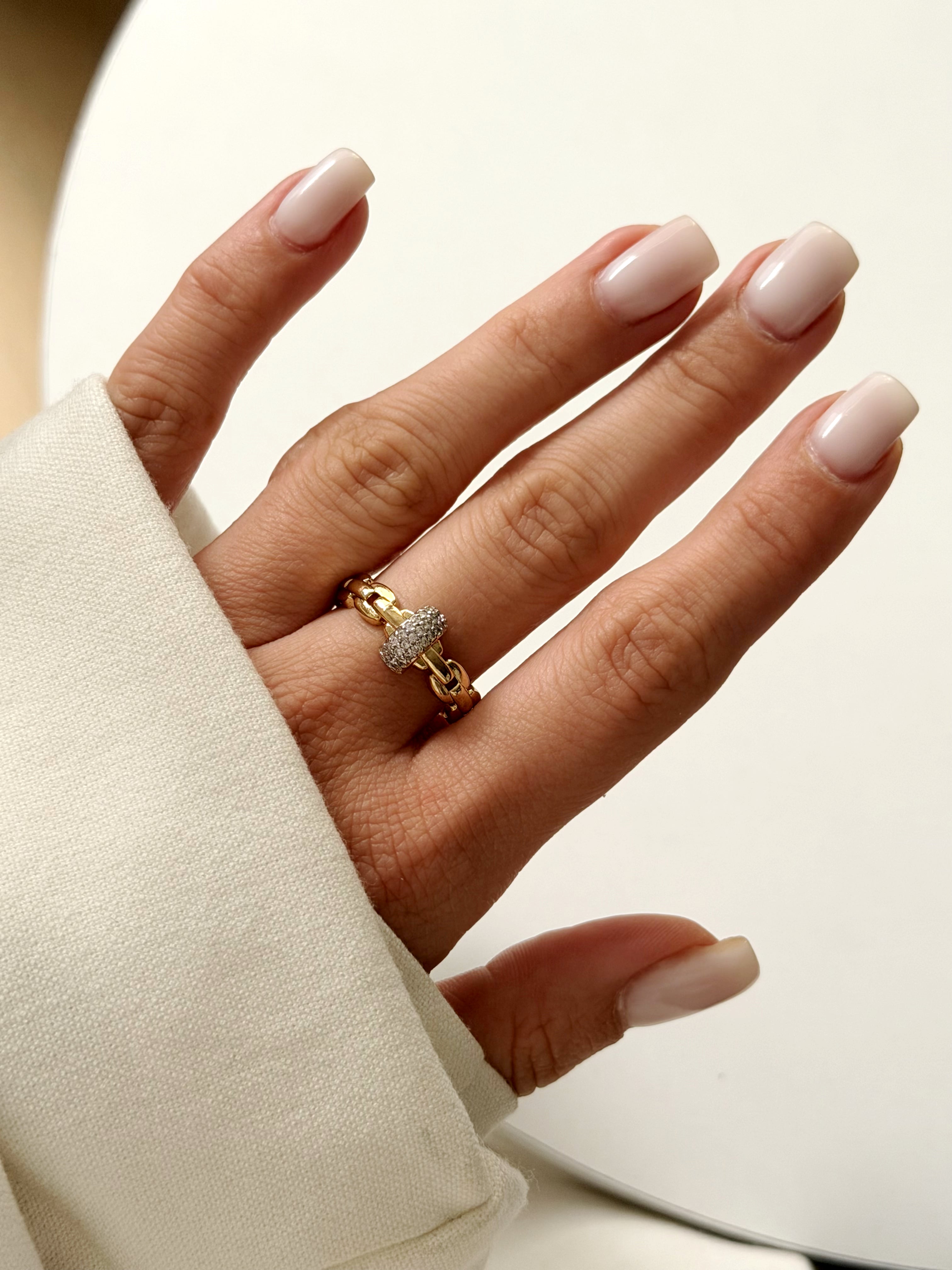 CW1RING0029-gold-mariner-anchor-link-cz-pave-buckle-ring-catwalkjewellery wholesale jewelry RINGS Catwalk Jewellery Europe