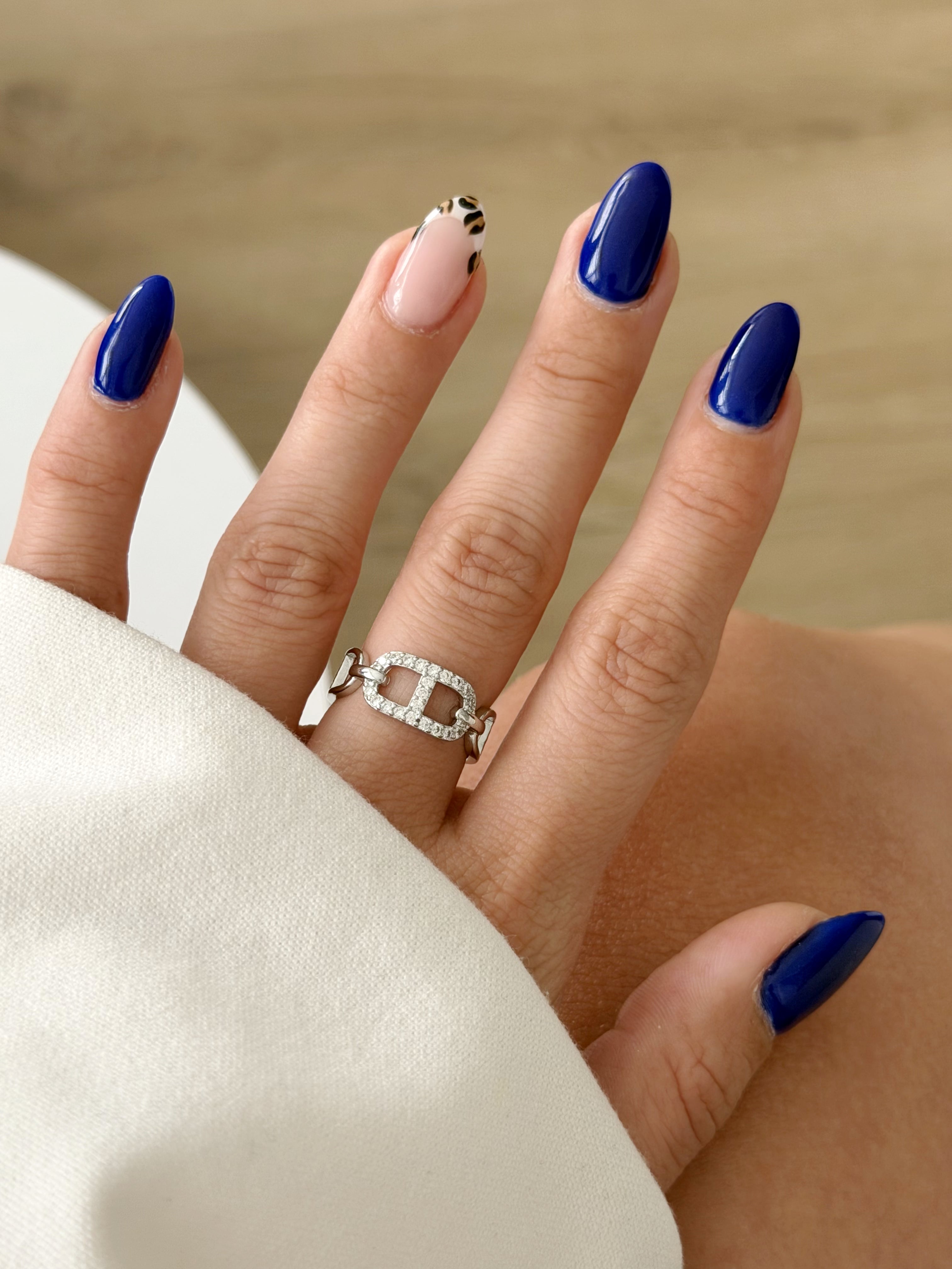 CW1RING0068-silver-cz-pave-interlocking-d-link-ring-catwalkjewellery wholesale jewelry RINGS Catwalk Jewellery Europe