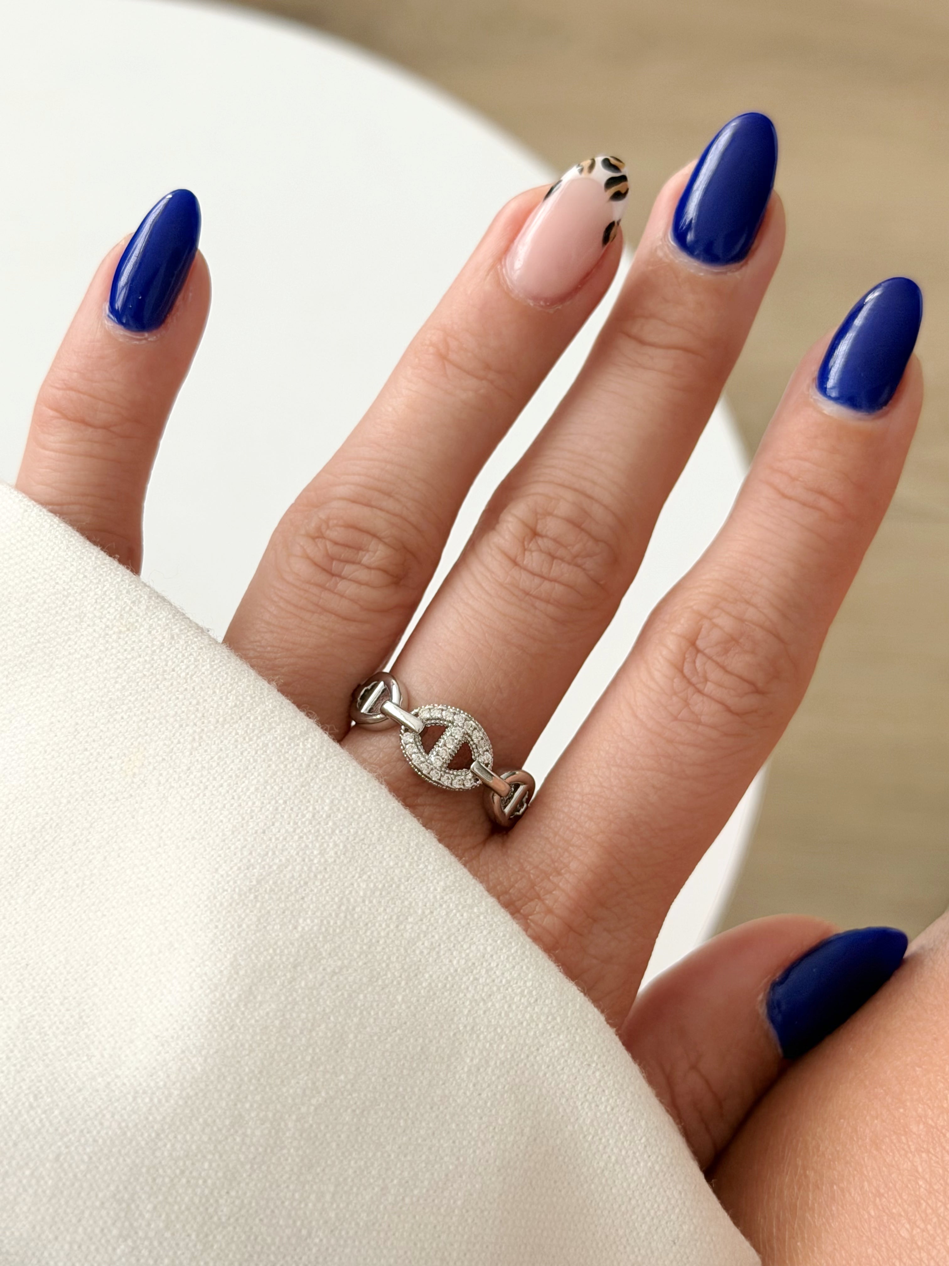 CW1RING0081-silver-cz-pave-mariner-anchor-link-ring-alternate-angle-catwalkjewellery wholesale jewelry RINGS Catwalk Jewellery Europe