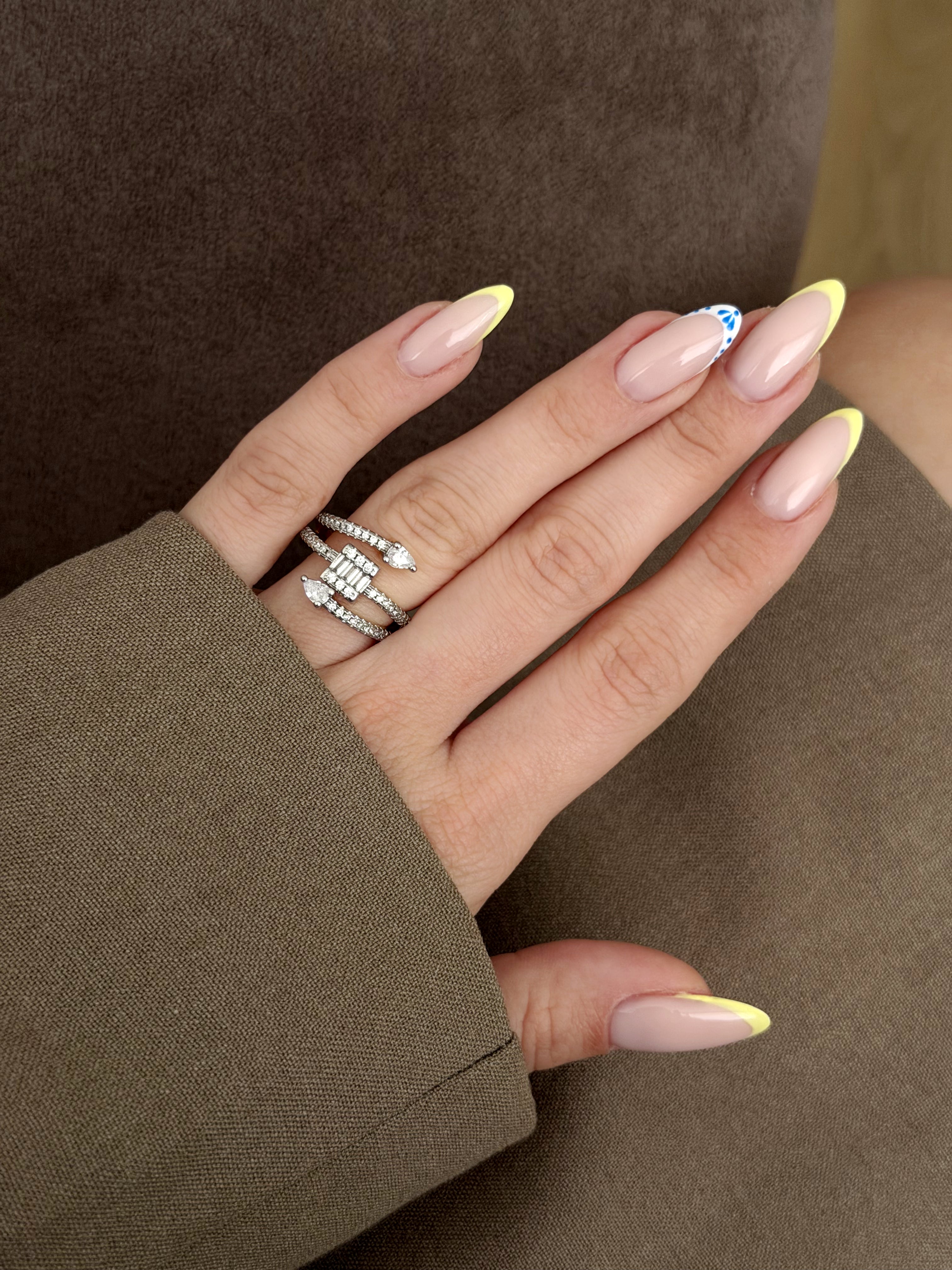 CW1RING0091-silver-baguette-and-pear-cz-cluster-spiral-bypass-ring-catwalkjewellery wholesale jewelry RINGS Catwalk Jewellery Europe