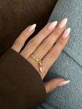 CW1RING0095-gold-dangle-baguette-cz-pave-double-band-ring-catwalkjewellery wholesale jewelry RINGS Catwalk Jewellery Europe
