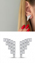 CW1VPEARNG00104-silver-emerald-cut-cz-geometric-staircase-ear-climber-earrings-catwalkjewellery wholesale jewelry VIP 14K EARRINGS  Catwalk Jewellery Europe