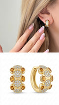 CW1VPEARNG00113-gold-amber-cz-pave-cluster-chunky-huggie-hoop-earrings-catwalkjewellery wholesale jewelry VIP 14K EARRINGS  Catwalk Jewellery Europe