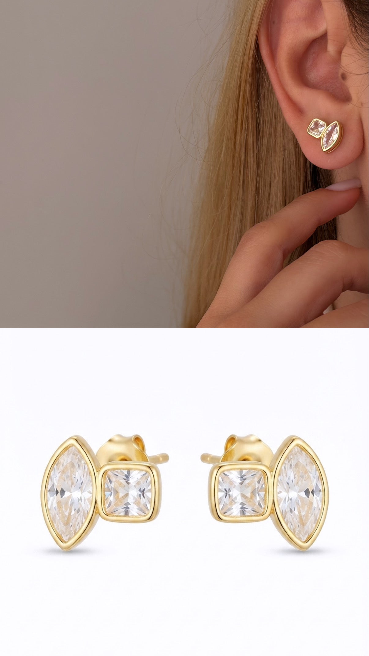 CW1VPEARNG0042-silver-emerald-cut-cz-bezel-stud-earrings-catwalkjewellery wholesale jewelry VIP 14K EARRINGS  Catwalk Jewellery Europe