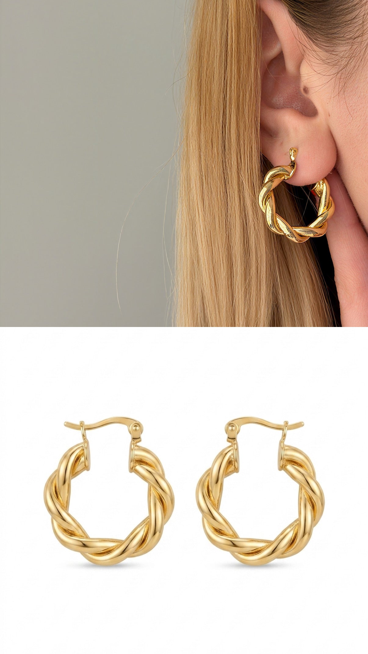 CW1VPEARNG0061-gold-smooth-medium-chunky-hoop-earrings-catwalkjewellery wholesale jewelry VIP 14K EARRINGS  Catwalk Jewellery Europe