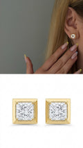 CW1VPEARNG0078-gold-square-cz-textured-rope-border-stud-earrings-catwalkjewellery wholesale jewelry VIP 14K EARRINGS  Catwalk Jewellery Europe