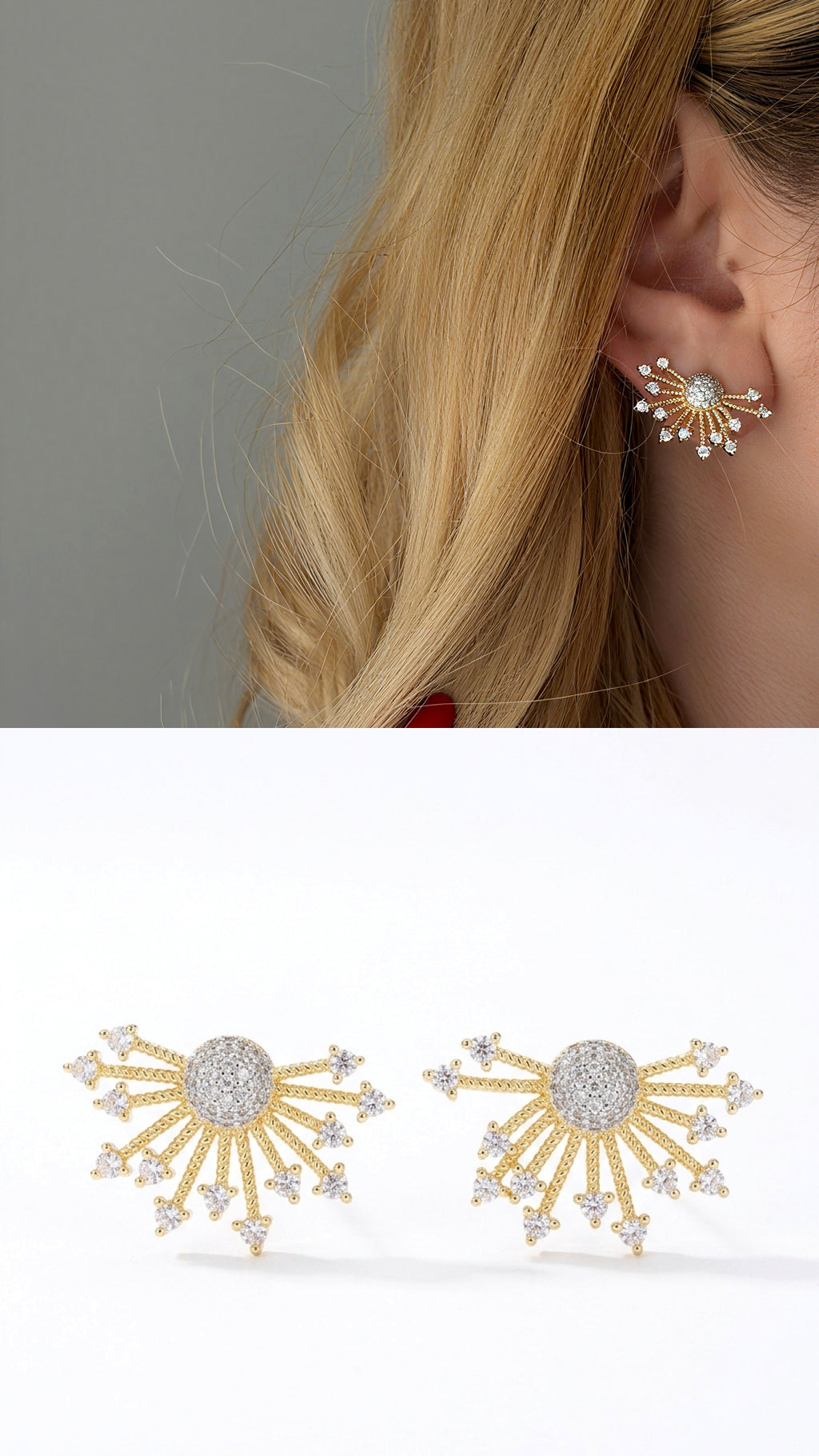 CW1VPEARNG0086-two-tone-cz-pave-infinity-geometric-link-earrings-catwalkjewellery wholesale jewelry VIP 14K EARRINGS  Catwalk Jewellery Europe