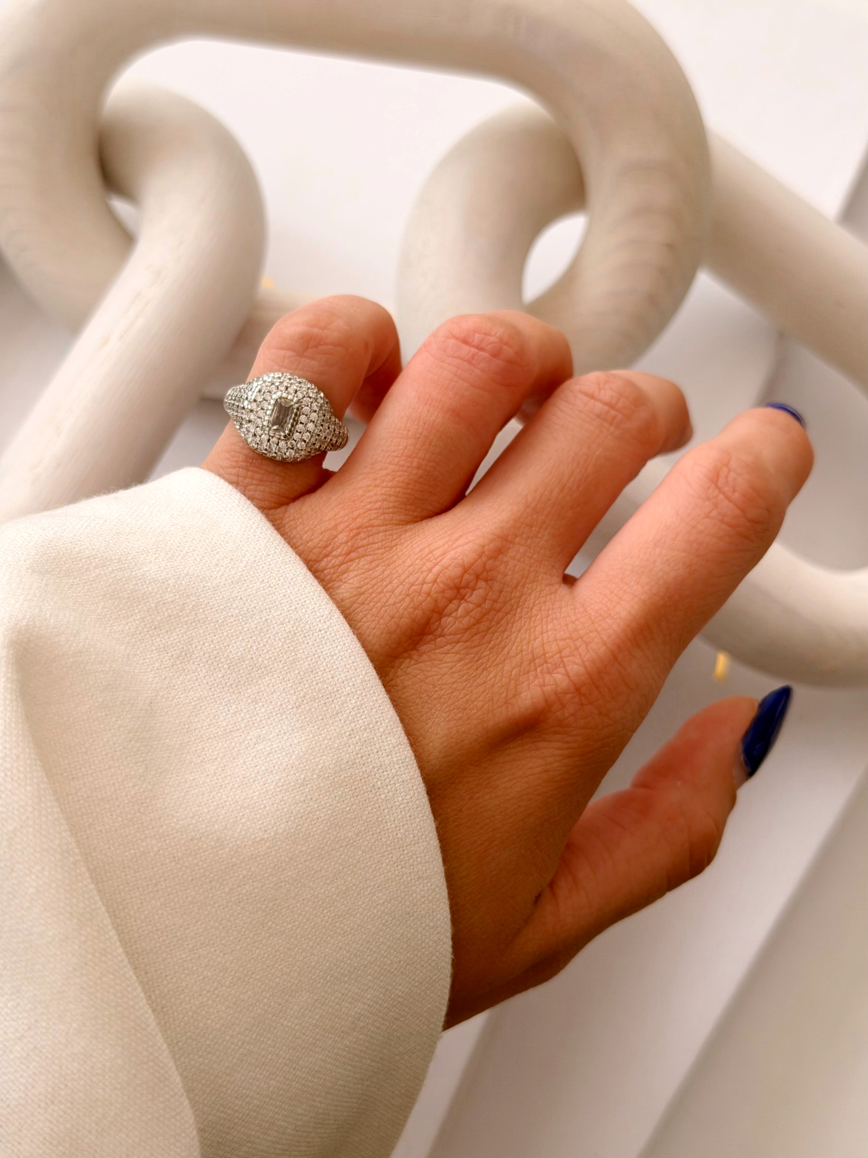 CW1RING00111-silver-cz-pave-emerald-cut-signet-ring-catwalkjewellery wholesale jewelry RINGS Catwalk Jewellery Europe