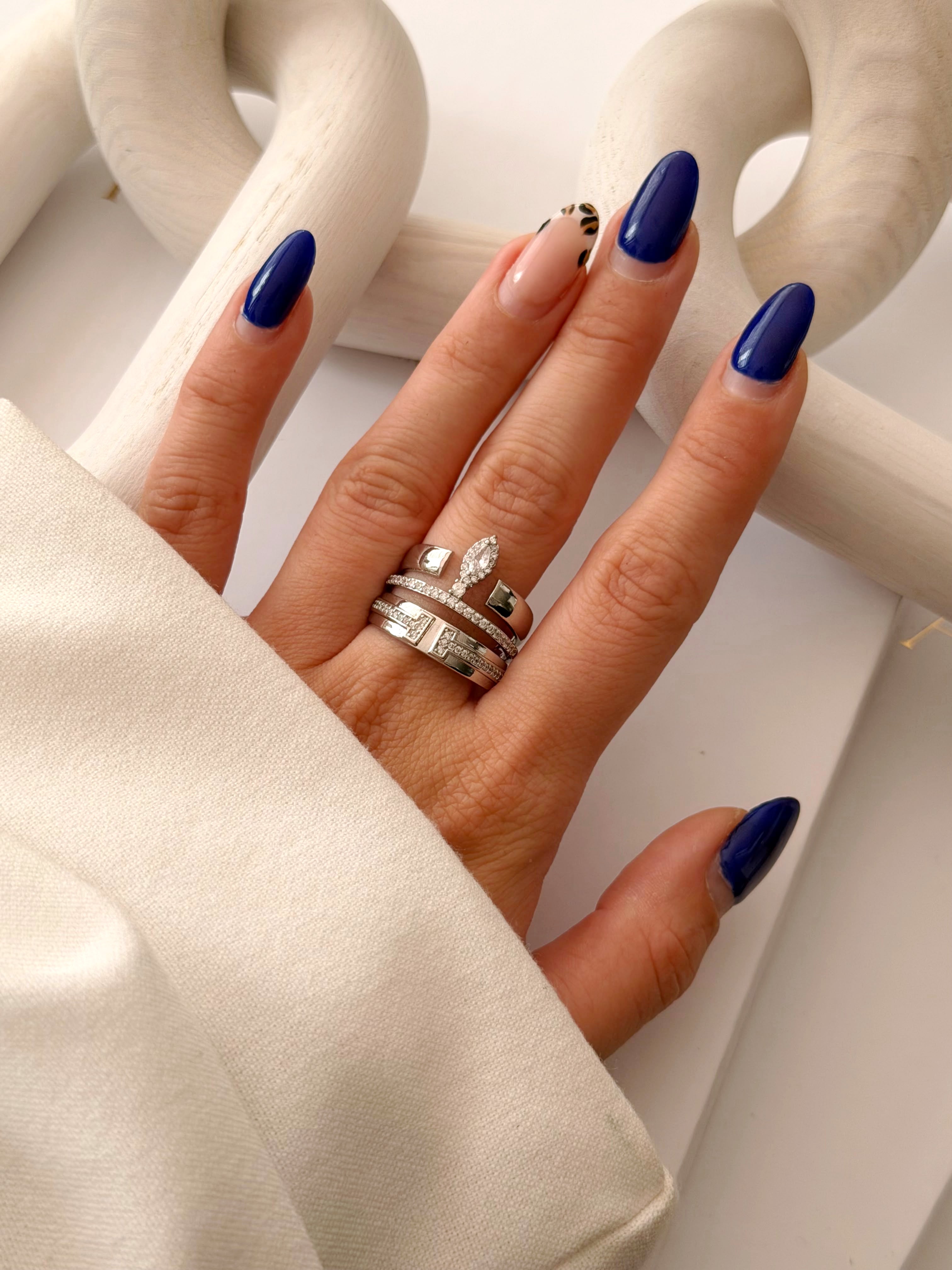 CW1RING00118-silver-cz-pave-marquise-charm-triple-band-ring-catwalkjewellery wholesale jewelry RINGS Catwalk Jewellery Europe