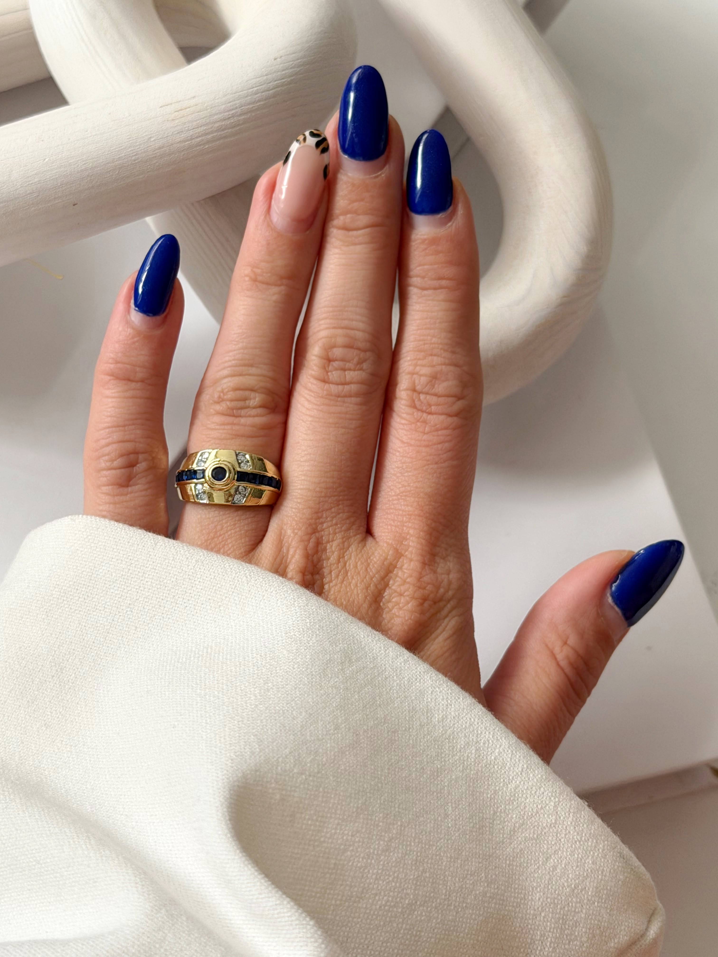 CW1RING00119-gold-chunky-signet-ring-with-sapphire-blue-baguette-cz-catwalkjewellery wholesale jewelry RINGS Catwalk Jewellery Europe