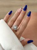 CW1RING00141-silver-emerald-cut-cz-double-halo-engagement-ring-catwalkjewellery wholesale jewelry RINGS Catwalk Jewellery Europe