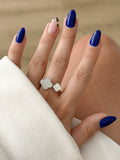 CW1RING00151-silver-cz-pave-and-mother-of-pearl-double-clover-open-ring-catwalkjewellery wholesale jewelry RINGS Catwalk Jewellery Europe