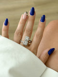 CW1RING00154-silver-cz-pave-double-emerald-cut-bypass-open-ring-catwalkjewellery wholesale jewelry RINGS Catwalk Jewellery Europe