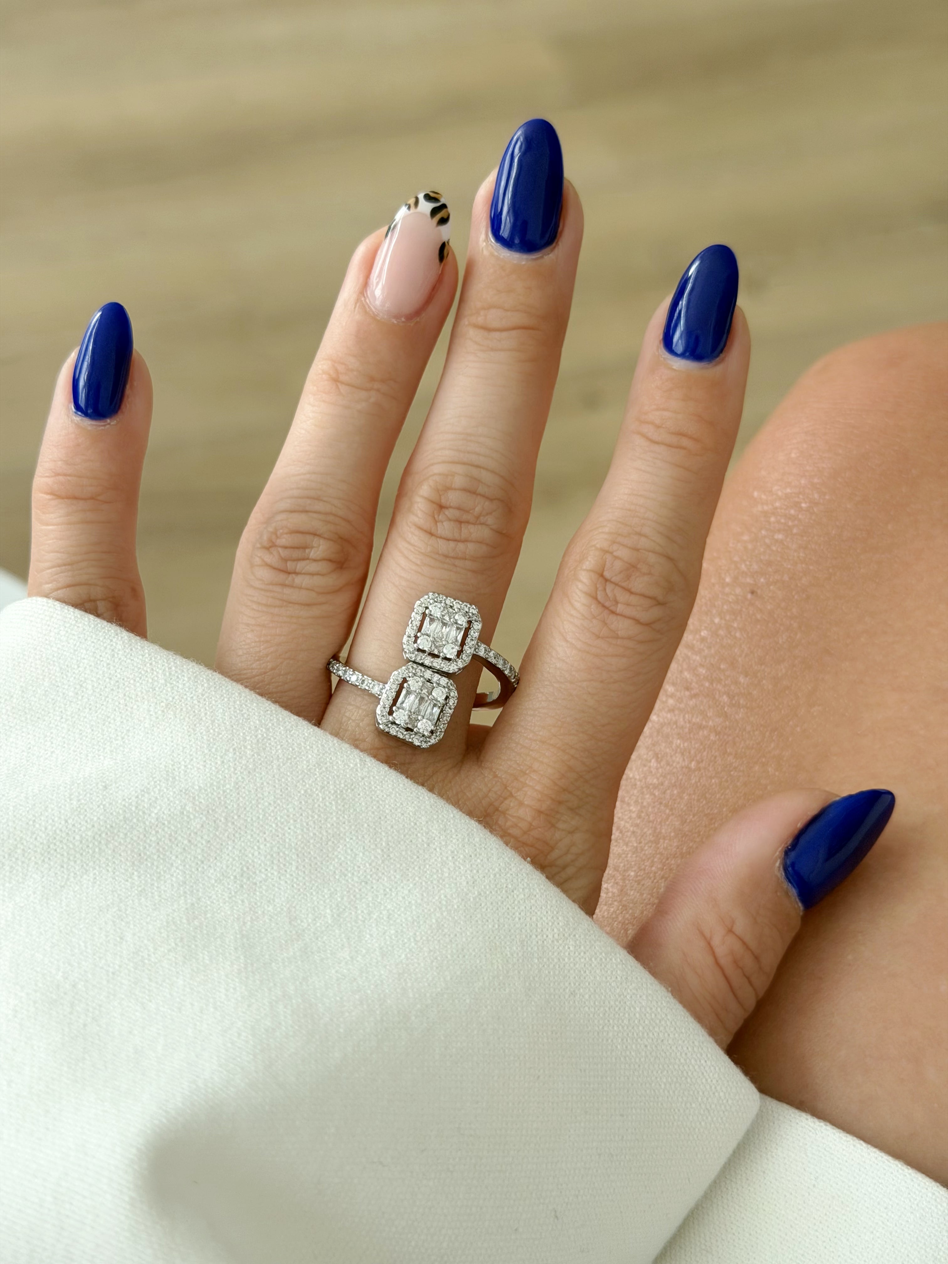 CW1RING00154-silver-cz-pave-double-emerald-cut-bypass-open-ring-catwalkjewellery wholesale jewelry RINGS Catwalk Jewellery Europe