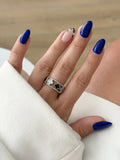 CW1RING00158-silver-black-onyx-and-cz-pave-clover-cutout-band-ring-catwalkjewellery wholesale jewelry RINGS Catwalk Jewellery Europe
