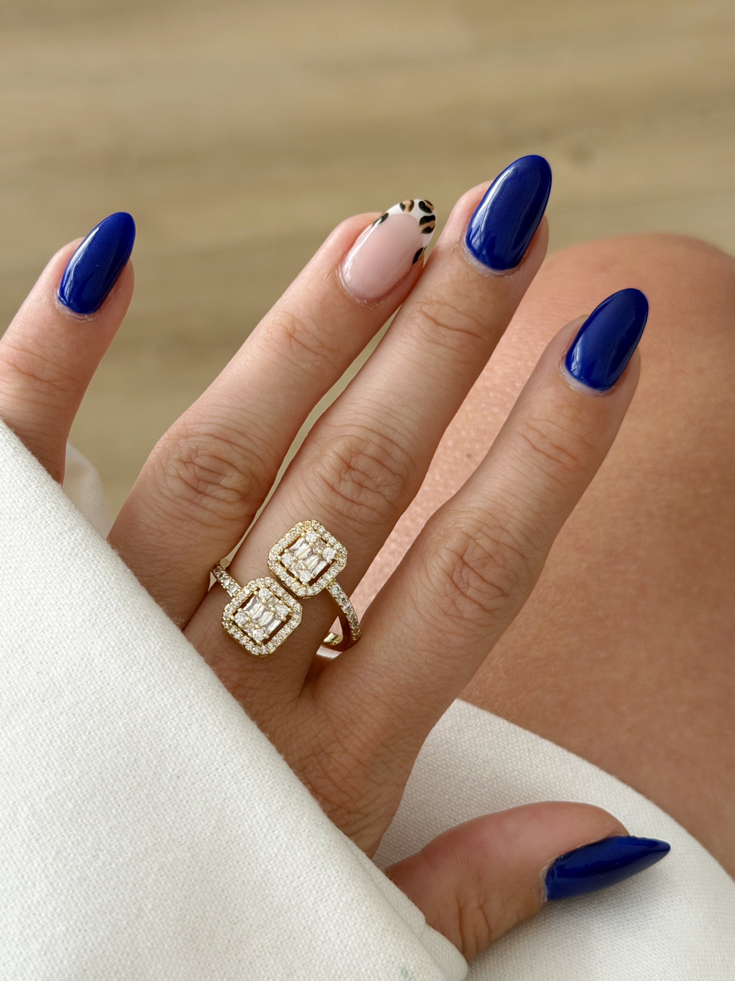 CW1RING00159-gold-cz-pave-double-emerald-cut-bypass-open-ring-catwalkjewellery wholesale jewelry RINGS Catwalk Jewellery Europe