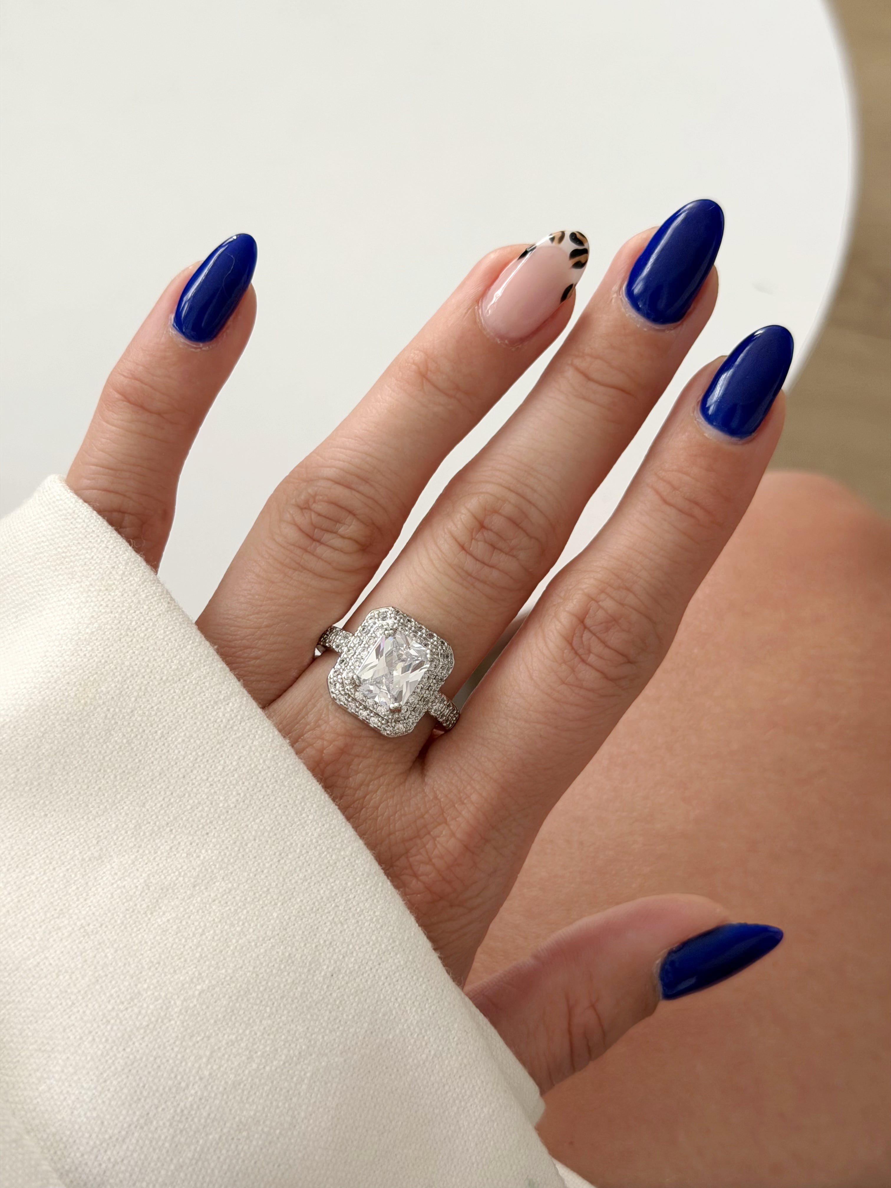 CW1RING00166-silver-radiant-cut-cz-double-halo-engagement-ring-catwalkjewellery wholesale jewelry RINGS Catwalk Jewellery Europe