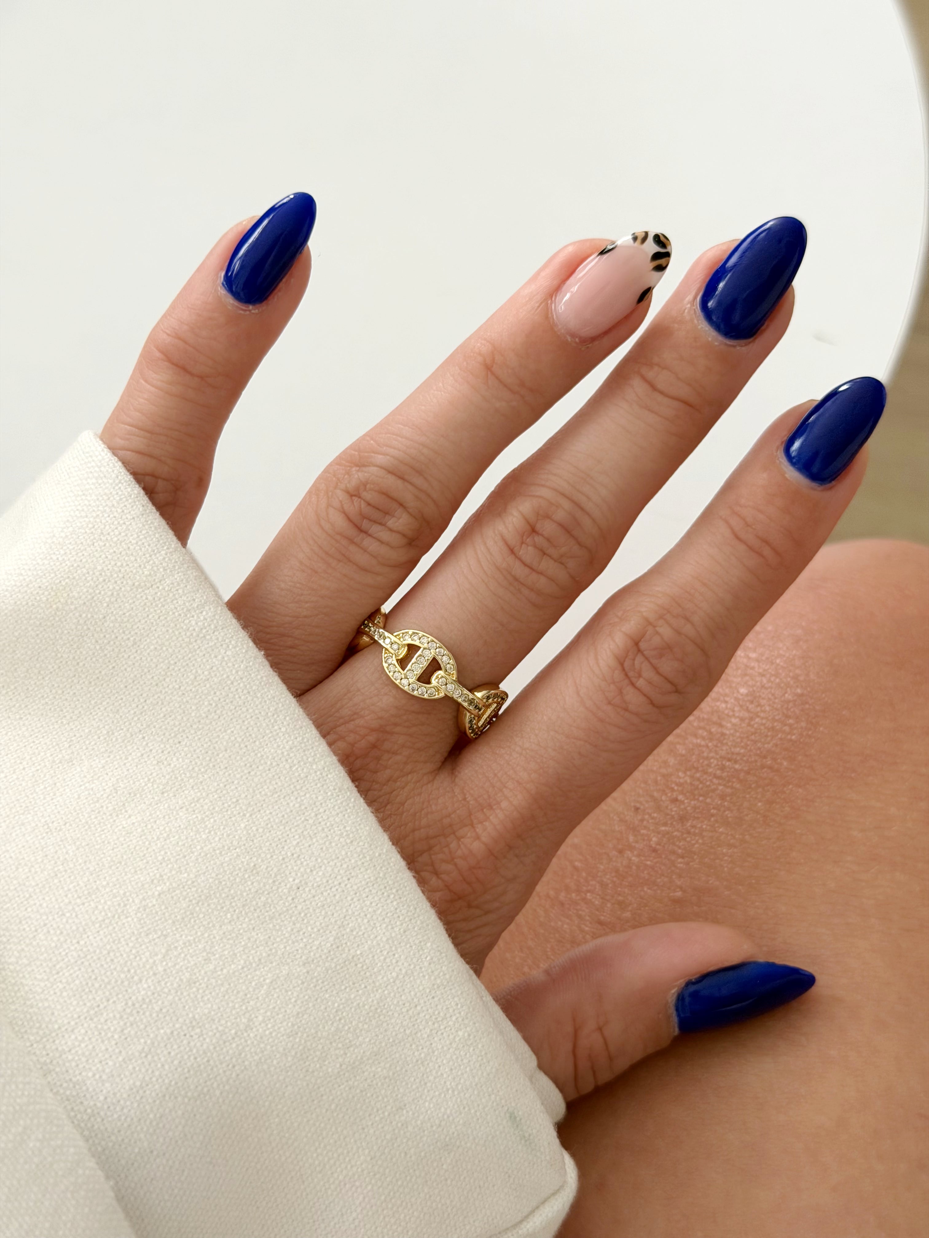 CW1RING00173-gold-cz-pave-puffy-mariner-anchor-link-ring-alternate-angle-catwalkjewellery wholesale jewelry RINGS Catwalk Jewellery Europe