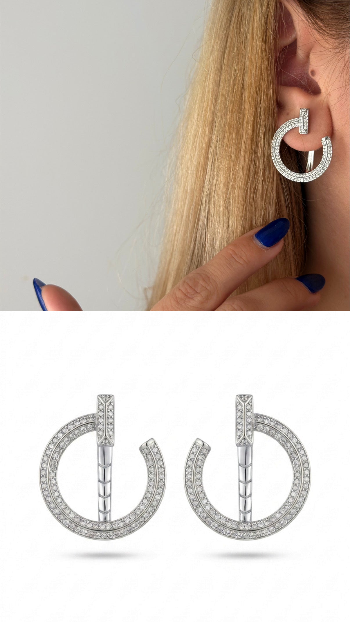CW1VPEARNG00236-silver-open-circle-t-bar-cz-pave-geometric-curated-maximalism-statement-earrings-catwalkjewellery wholesale jewelry VIP 14K EARRINGS  Catwalk Jewellery Europe
