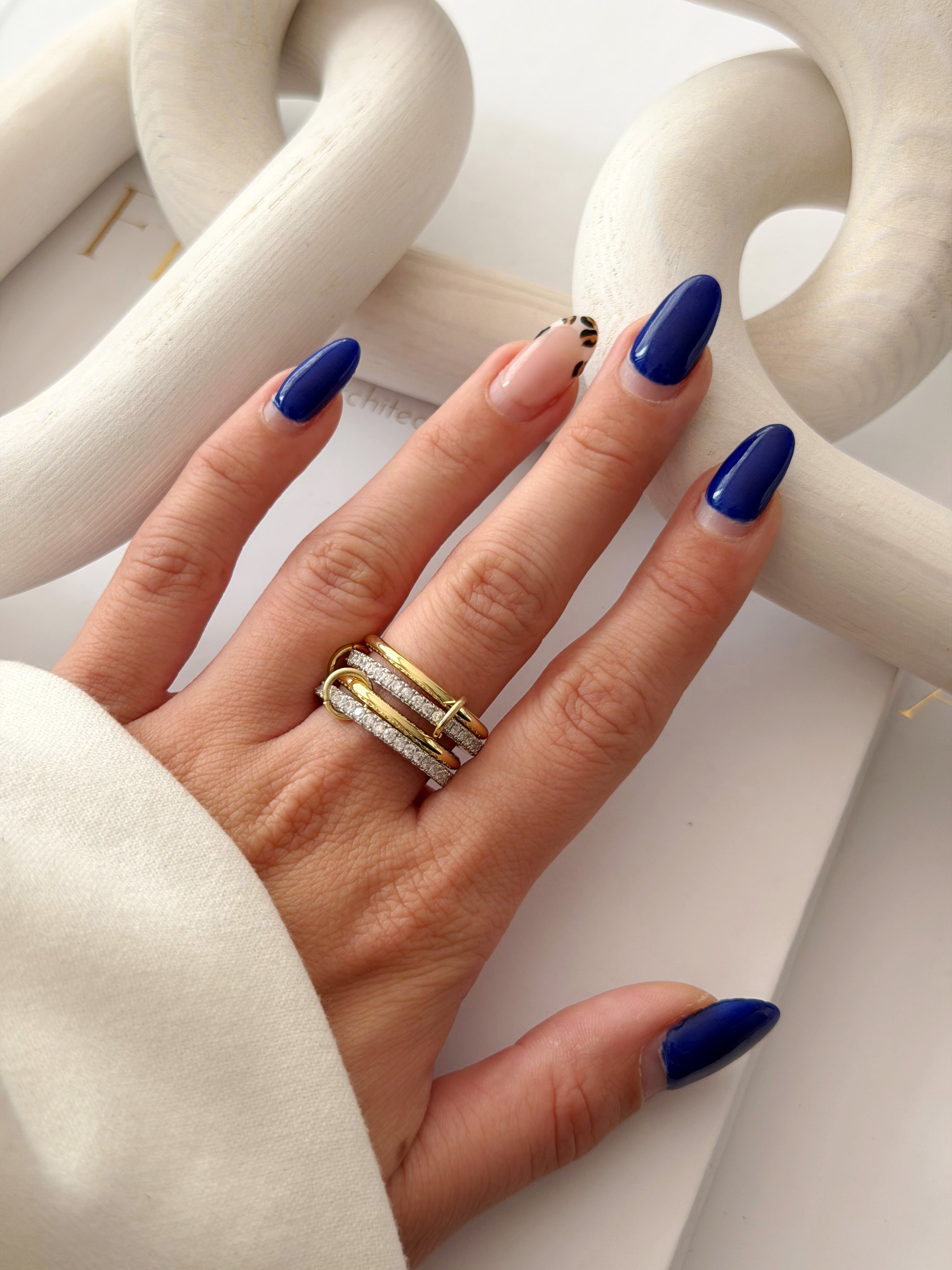 CW1RING00193-gold-cz-pave-linked-triple-band-statement-ring-catwalkjewellery wholesale jewelry RINGS Catwalk Jewellery Europe