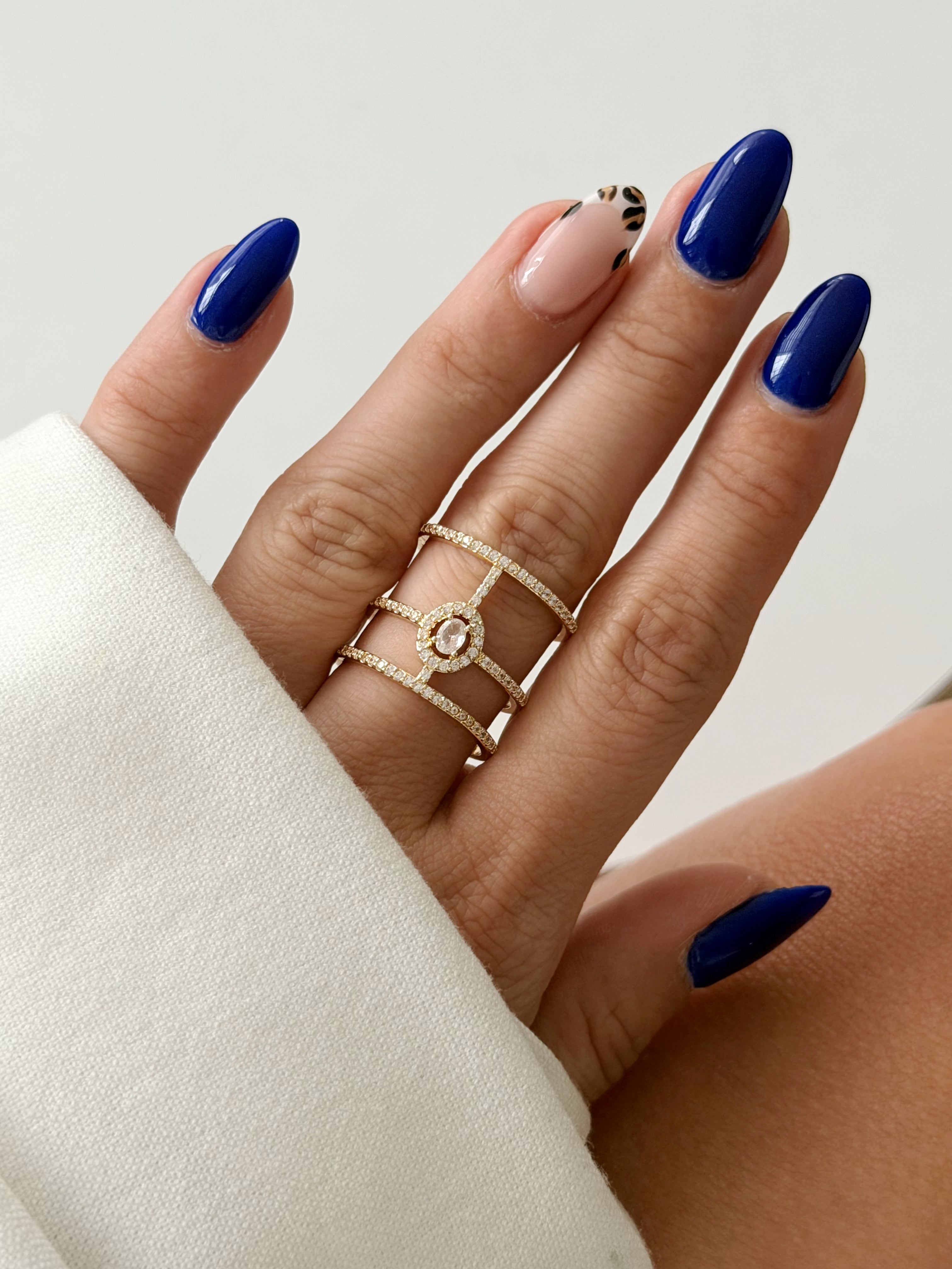 CW1RING00196-gold-cz-pave-oval-halo-triple-band-ring-catwalkjewellery wholesale jewelry RINGS Catwalk Jewellery Europe