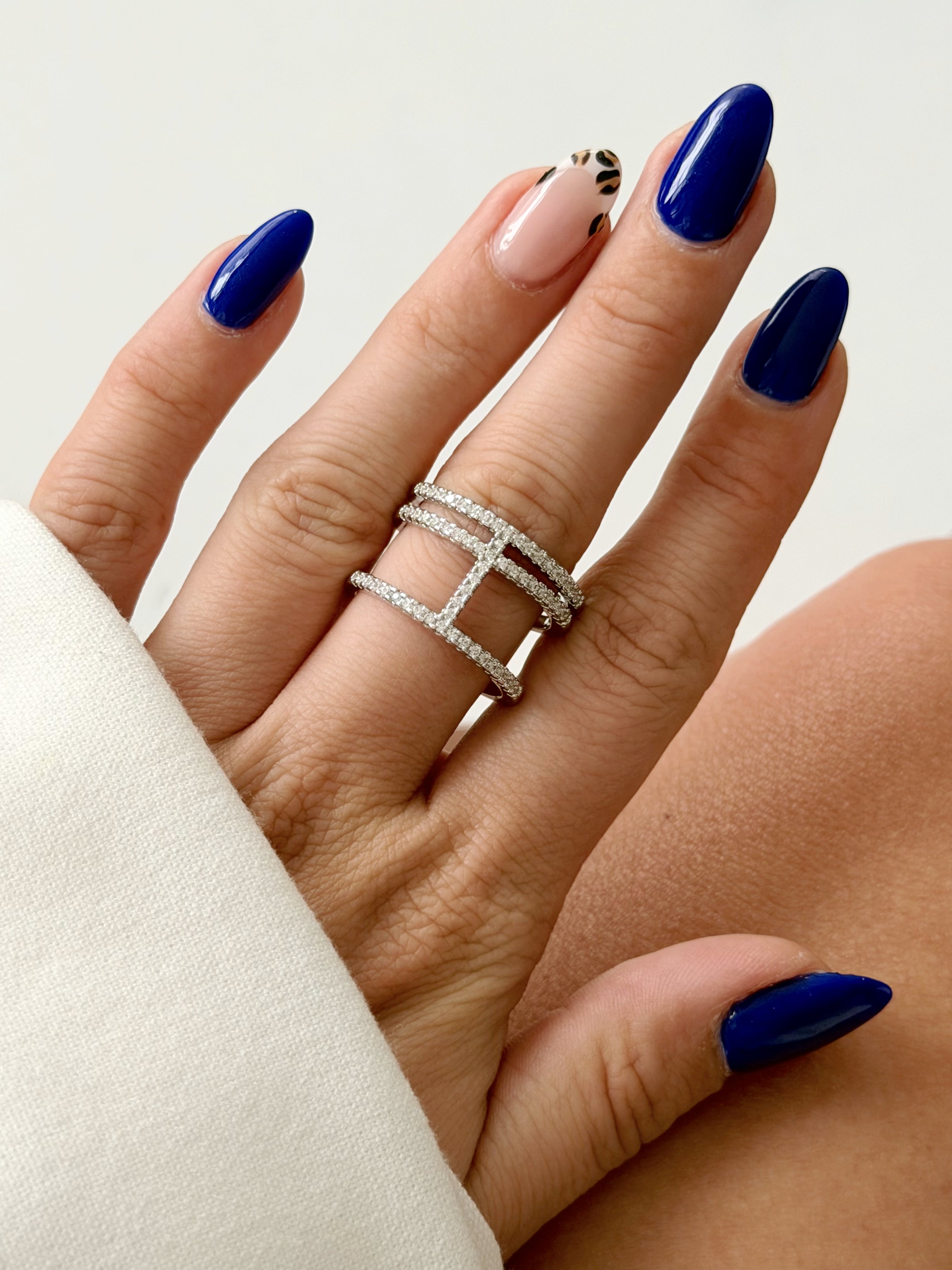 CW1RING00199-silver-cz-pave-triple-bar-cage-band-ring-catwalkjewellery wholesale jewelry RINGS Catwalk Jewellery Europe