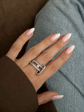 CW1RING00213-silver-paperclip-chain-link-multi-band-ruby-red-cz-ring-catwalkjewellery wholesale jewelry RINGS Catwalk Jewellery Europe