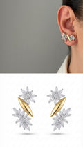 Two Tone Cz Pave Floral Cluster Ear Climber Earrings wholesale jewelry VIP 14K EARRINGS  Catwalk Jewellery Europe