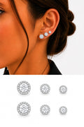 Silver Cz Pave Round Cut Halo Graduated Stud Earring Set Of 3 wholesale jewelry VIP 14K EARRINGS  Catwalk Jewellery Europe