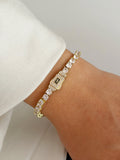 Gold Large Round Cz Tennis Bracelet Pave Buckle Clasp wholesale jewelry BRACELETS  Catwalk Jewellery Europe