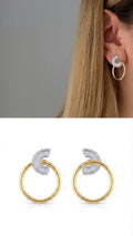 Two Tone Cz Pave Semi Circle Linked Hoop Dangle Earrings wholesale jewelry VIP 14K EARRINGS  Catwalk Jewellery Europe