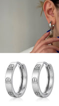 Silver Screw Motif Stamped Huggie Hoop Earrings wholesale jewelry VIP 14K EARRINGS  Catwalk Jewellery Europe