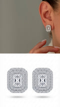 Silver Emerald Cut Cz Double Halo Stud Earrings wholesale jewelry VIP 14K EARRINGS  Catwalk Jewellery Europe
