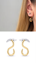 Gold S Shape Swirl Cz Pave Accent Front To Back Earrings wholesale jewelry VIP 14K EARRINGS  Catwalk Jewellery Europe