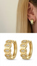 Gold Cz Accent Geometric Hexagon Huggie Hoop Earrings wholesale jewelry VIP 14K EARRINGS  Catwalk Jewellery Europe