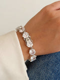 Silver Large Round Cut Cz Tennis Bracelet With Clasp Detail wholesale jewelry BRACELETS  Catwalk Jewellery Europe