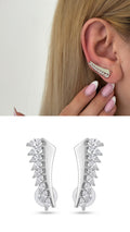 Silver Cz Pave Marquise Cut Curved Ear Climber Earrings wholesale jewelry VIP 14K EARRINGS  Catwalk Jewellery Europe