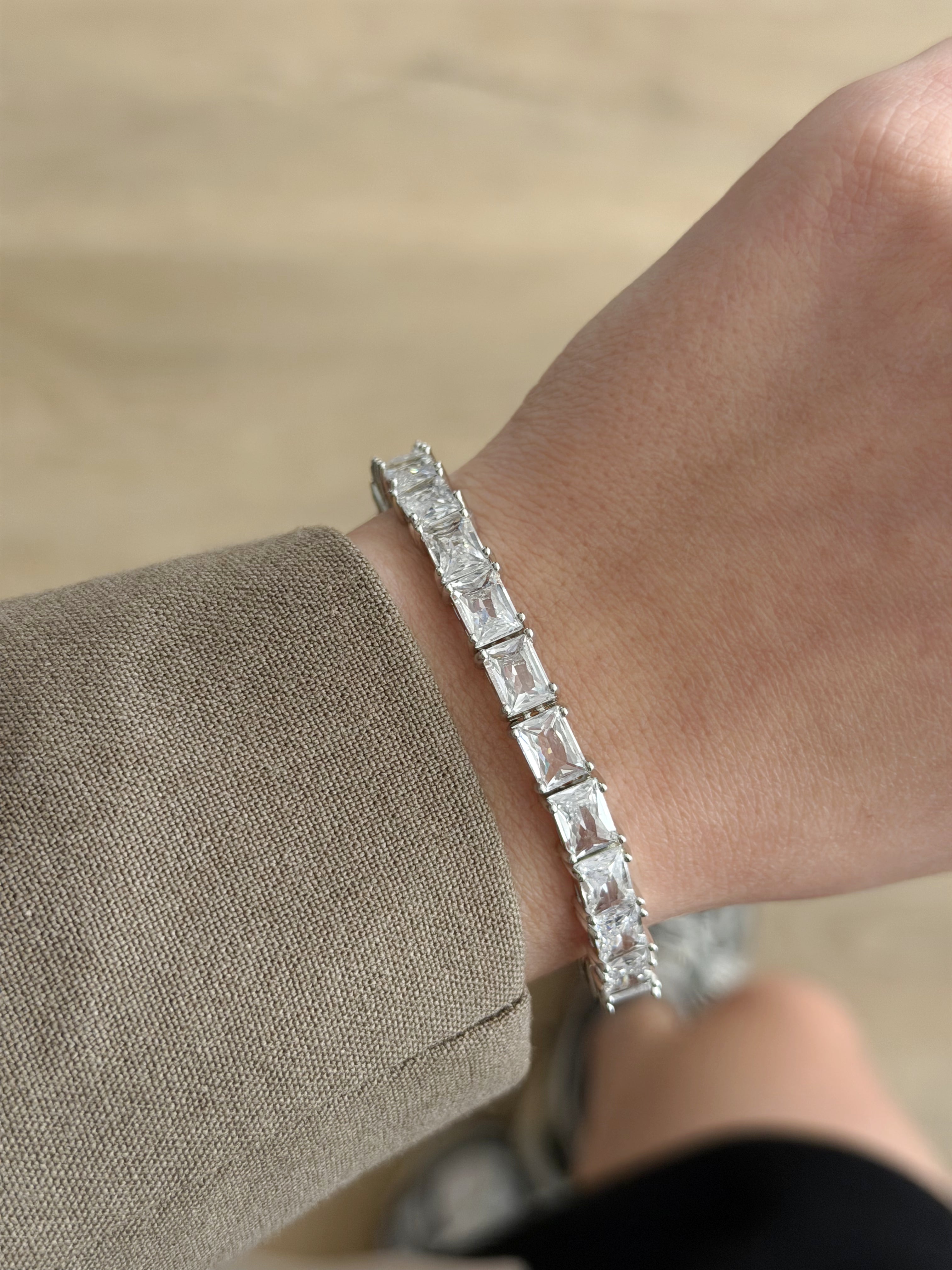 Silver Emerald Cut Cz Tennis Bracelet wholesale jewelry BRACELETS  Catwalk Jewellery Europe
