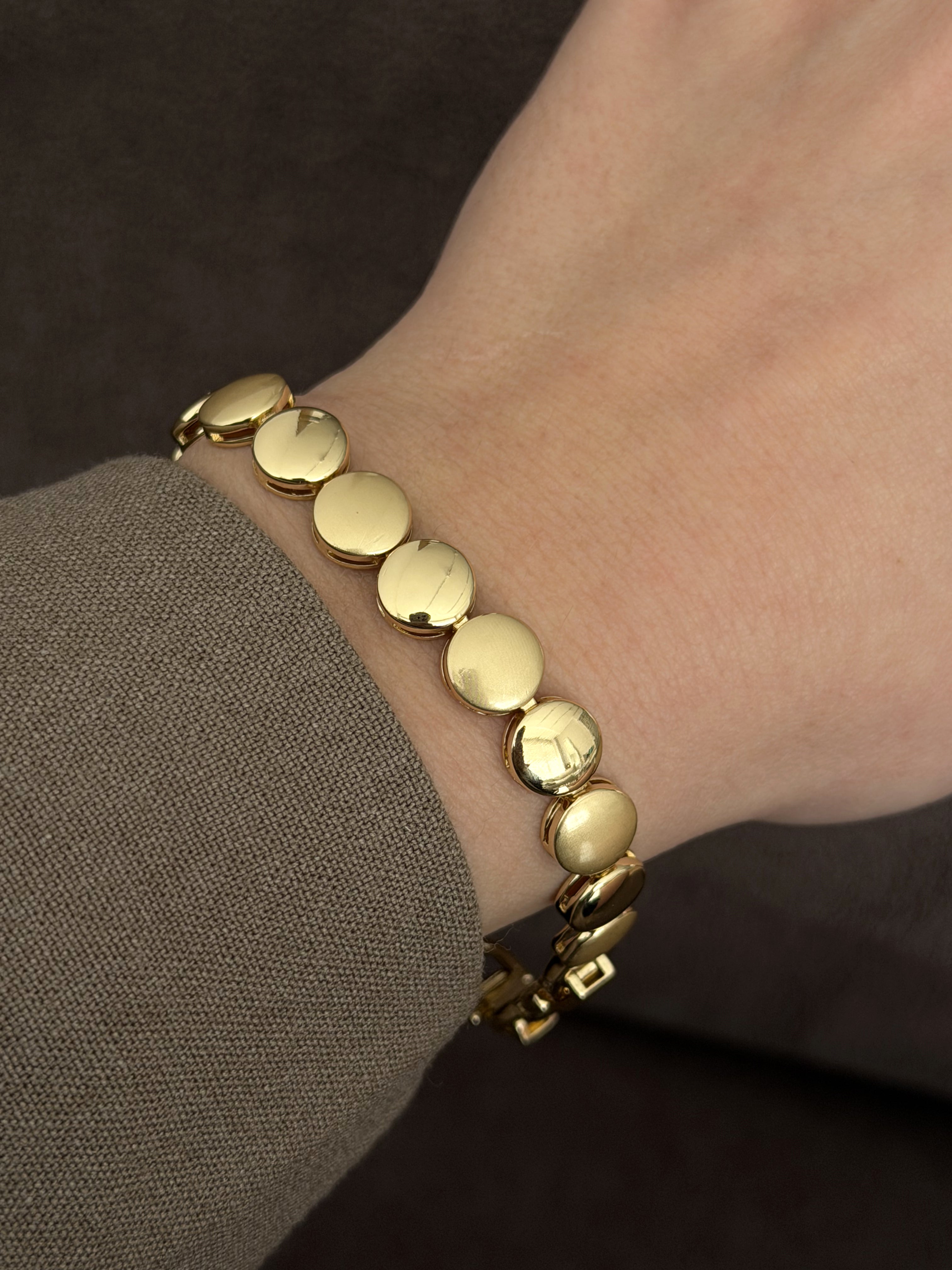 Gold Solid Round Disc Coin Link Bracelet wholesale jewelry BRACELETS  Catwalk Jewellery Europe