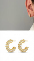 Silver Cz Pave Oval Link Stud Earrings wholesale jewelry VIP 14K EARRINGS  Catwalk Jewellery Europe